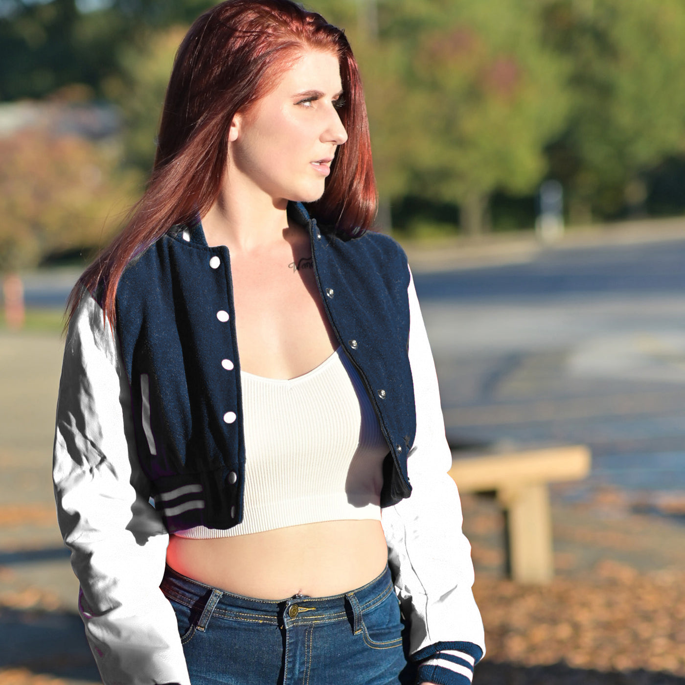 women crop tops - custom letterman