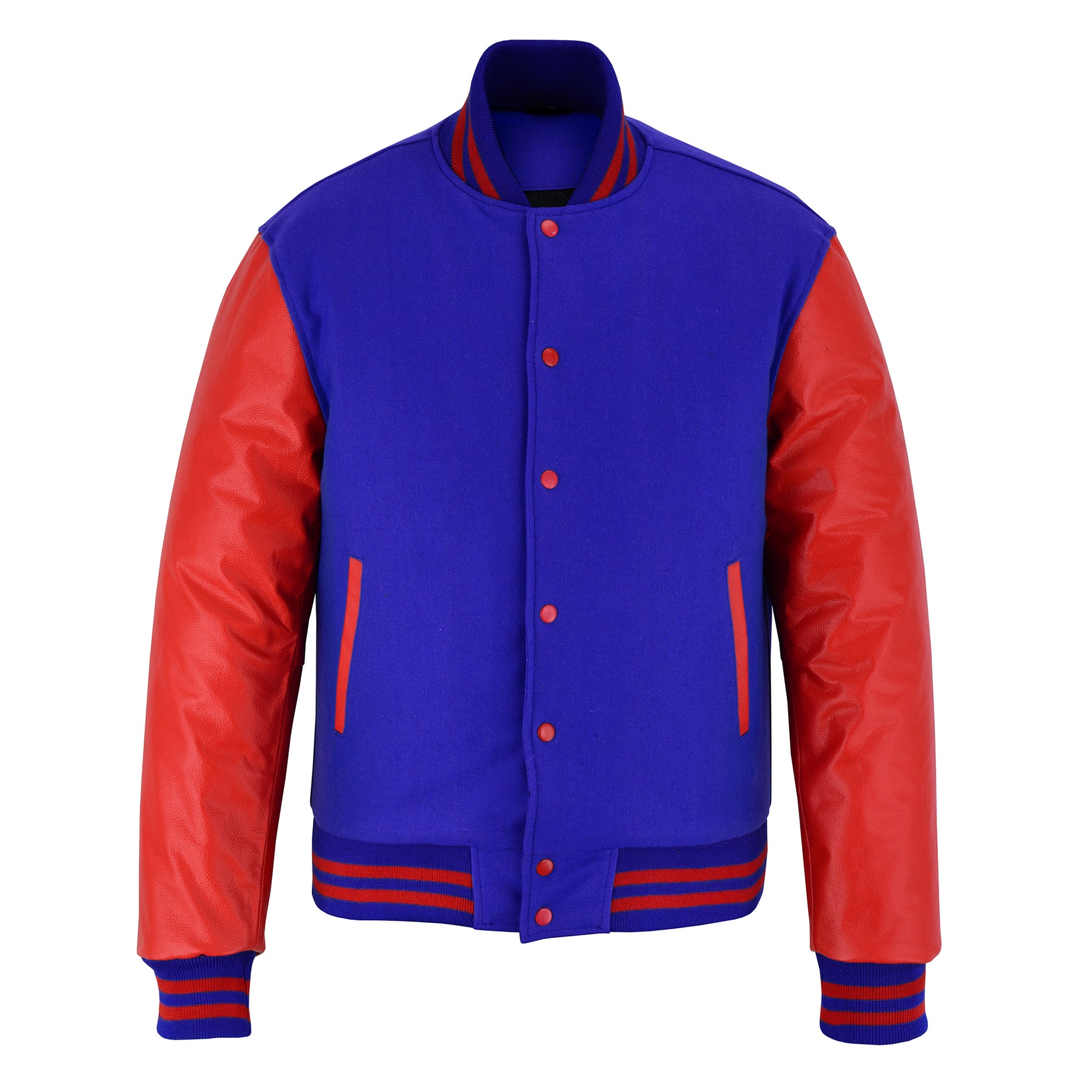 Classic Varsity Letterman Jacket Blue Wool with Orange Sleeves and ...