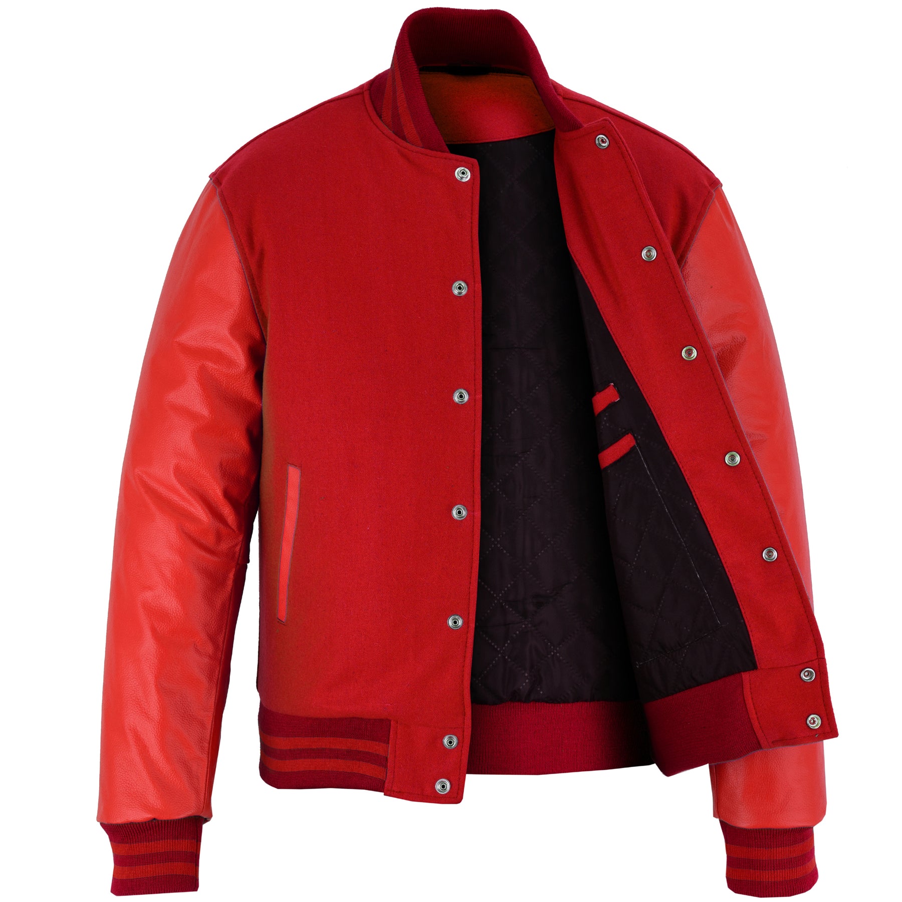 Classic Varsity Letterman Jacket Red Wool with Red Sleeves and trims ...
