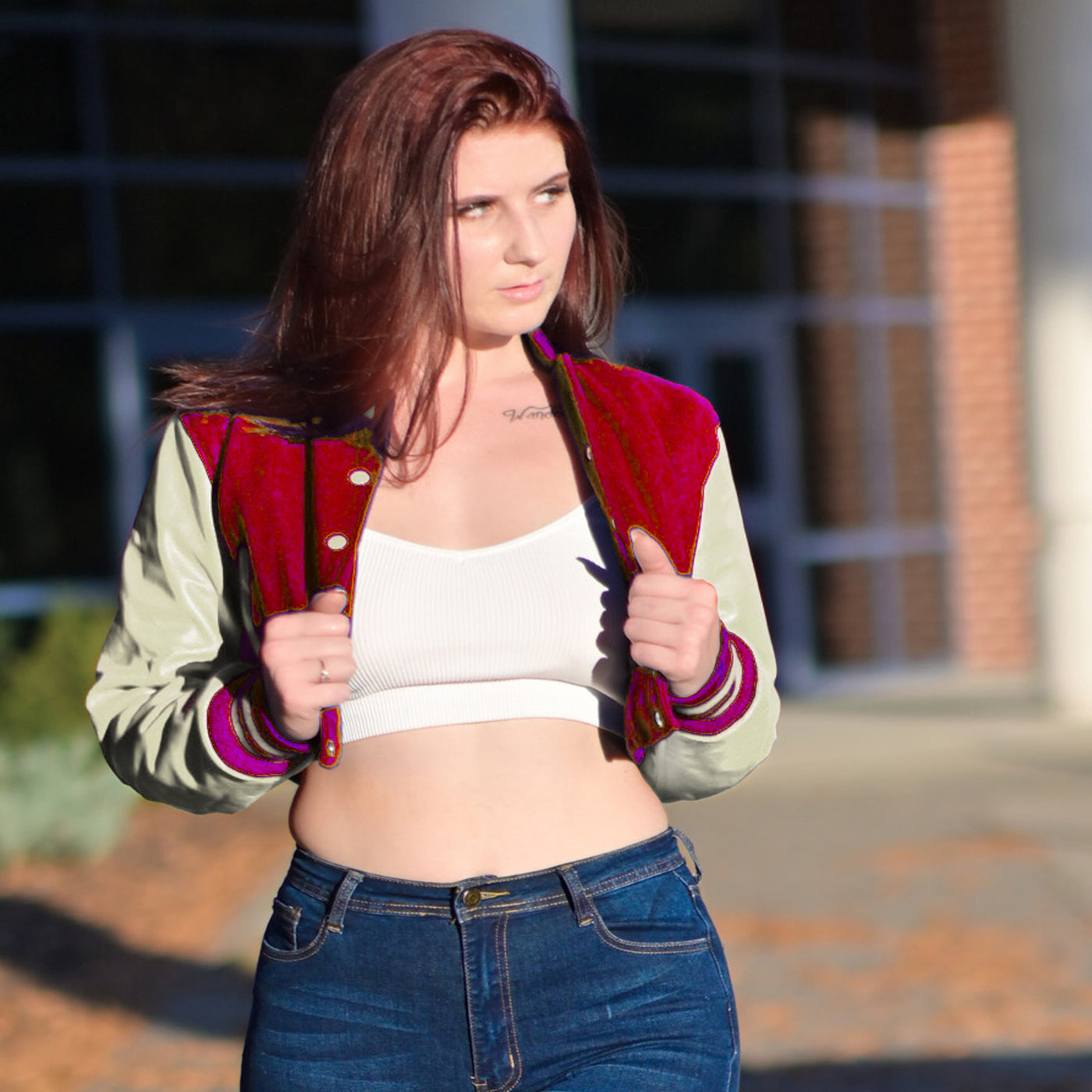 women crop tops - custom letterman