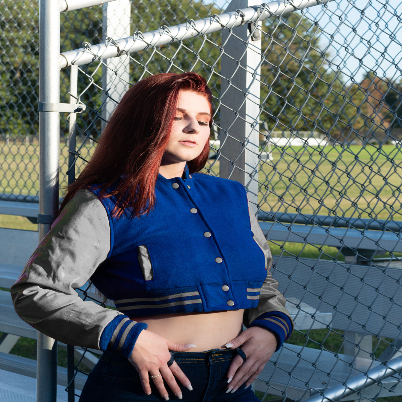 Women Crop top Classic Varsity Jackets