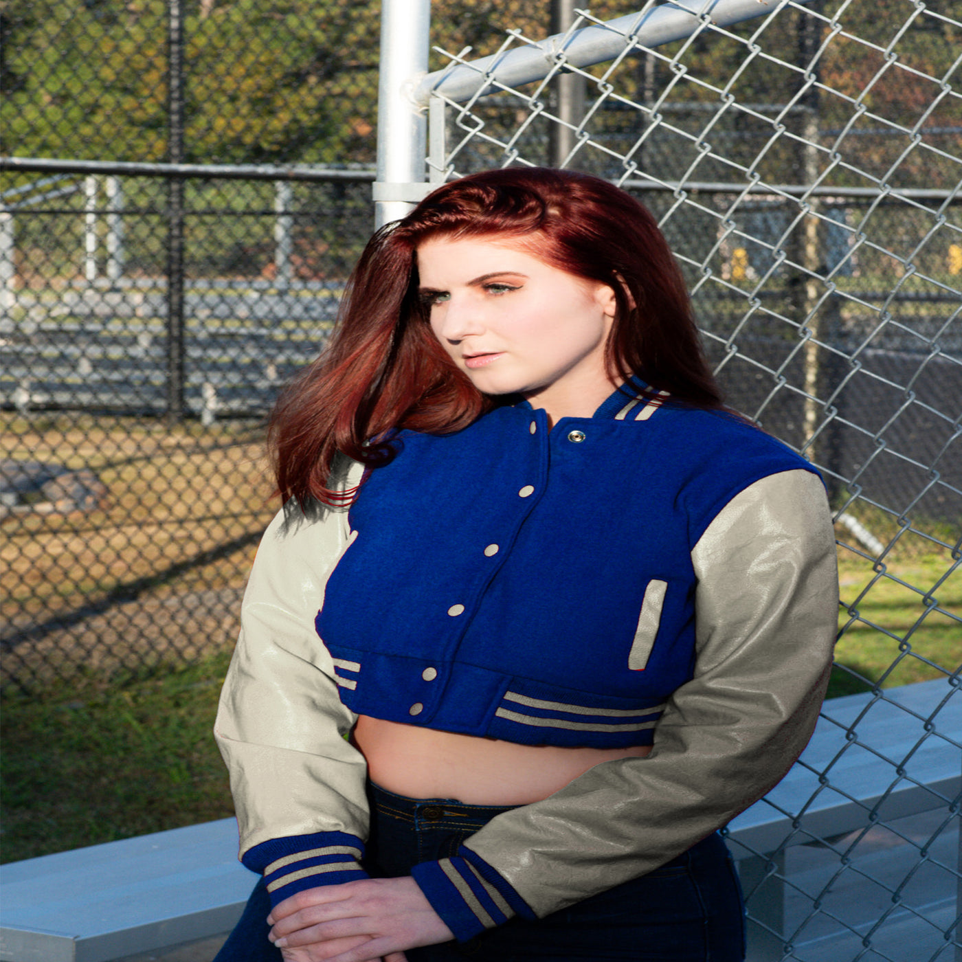 women crop top Varsity Letterman Baseball Jacket