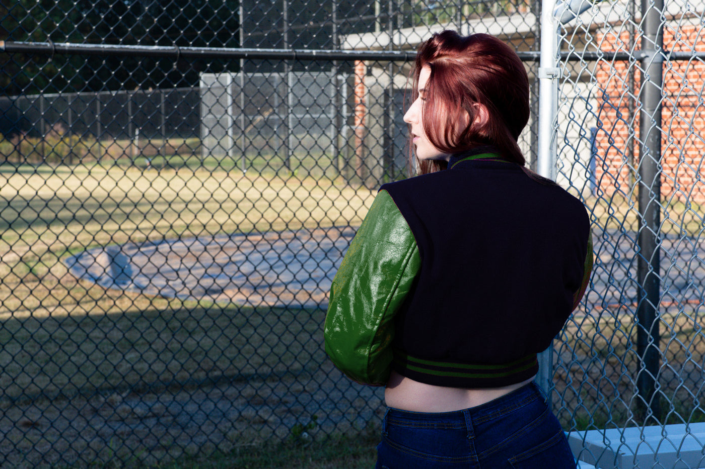 women crop top Varsity Letterman Baseball Jacket