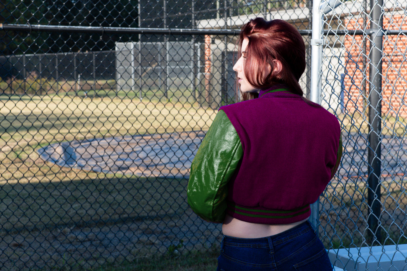 women crop top Varsity Letterman Baseball Jacket