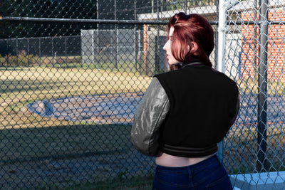 women crop top Varsity Letterman Baseball Jacket