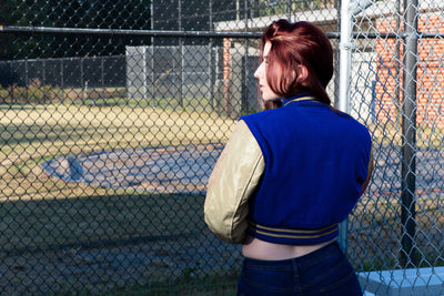 women crop top Varsity Letterman Baseball Jacket