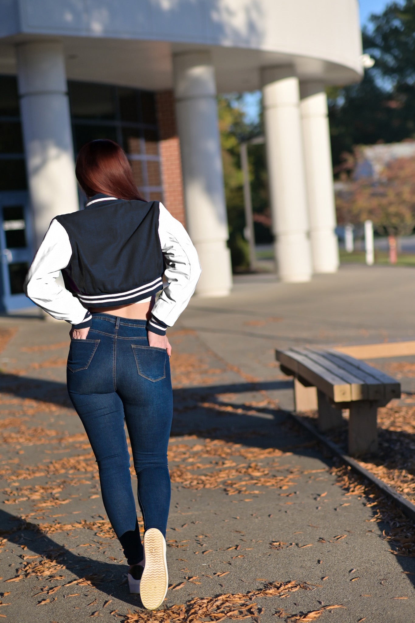 women crop top Varsity Letterman Baseball Jacket