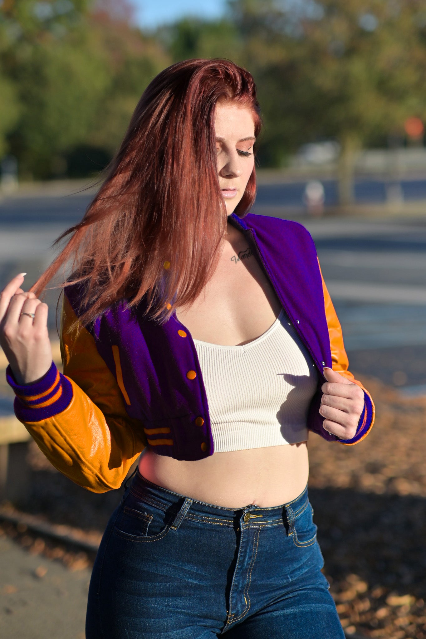 Women Crop top Classic Varsity Jackets