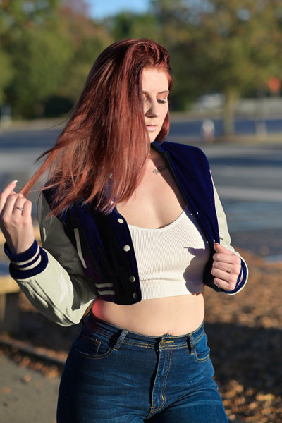 women crop tops - custom letterman