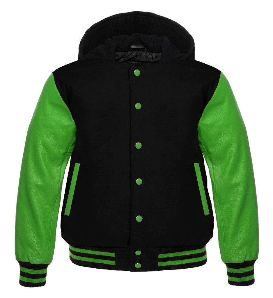 Green-Black Baseball Jacket Varsity Letterman Jackets Genuine